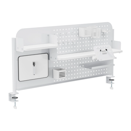 Zestaw Spacetronik: biurko regulowane 100×60  + krzesło dziecięce z podnóżkiem + nadstawka z pegboardem