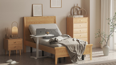 Regulowany stolik na kółkach Buddy biały drew old