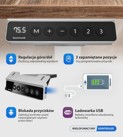 Elektryczny stelaż biurkowy Spacetronik SPE-221W