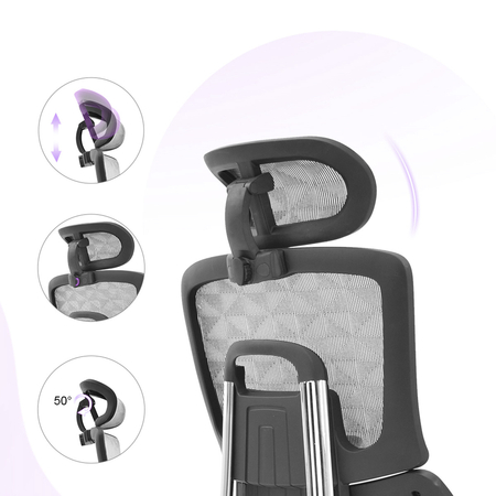 Regulowany Fotel do biurka obrotowy 4D MIRA Szary