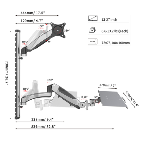 Uchwyt ścienny do monitora i klawiatury SPAW120