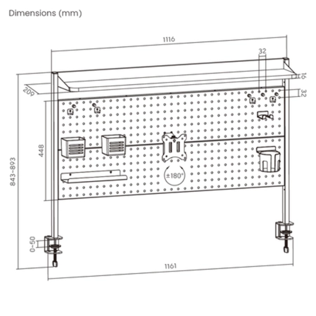Zestaw Spacetronik: biurko regulowane 100×60  + krzesło dziecięce z podnóżkiem + nadstawka z pegboardem