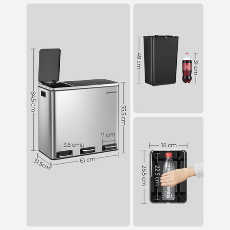 Funky Trash Can Silver Black Spacetronik Potrójny