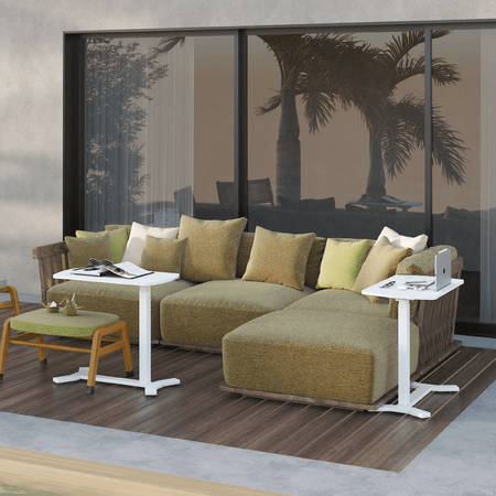 Buddy elektrisch verstellbarer Tisch mit Rollen schwarz, Holz