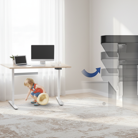 Stelaż Biurka Elektryczny Spacetronik SPE-124 z Pamięcią i USB - Wzmocniona Stabilność (Szary)