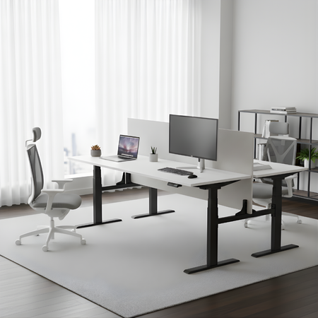 Zestaw podwójne biurko elektryczne Spacetronik Pure Black z fotelami