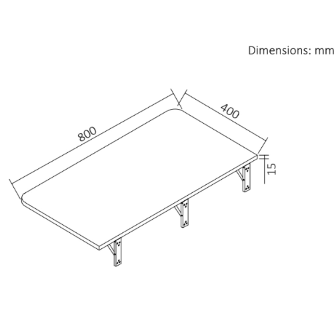 rysunek techniczny biurka ściennego SPB149W_80_40