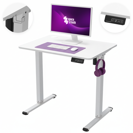 Biurko elektryczne Spacetronik SPEO111WW Moris 80×60 cm białe