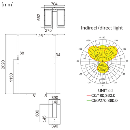 Podwójna lampa stojąca GLOW D24 Pro Auto Biała