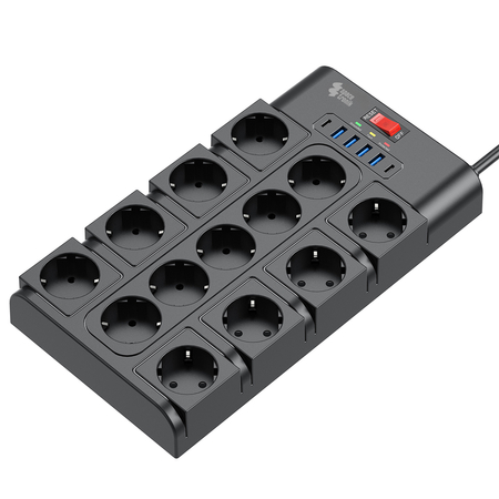 Listwa zasilająca 13xAC 4xUSB 2xUSB-C