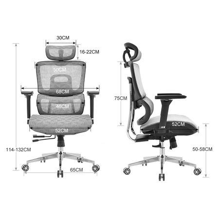 Regulowany Fotel do biurka obrotowy 4D MIRA Szary