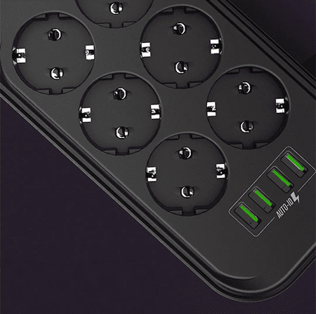 Listwa zasilająca Spacetronik SR-204 6xAC + 4xUSB