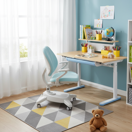 Zestaw dla dziecka regulowane biurko 112×60 z półką + ergonomiczne krzesło Spacetronik XD