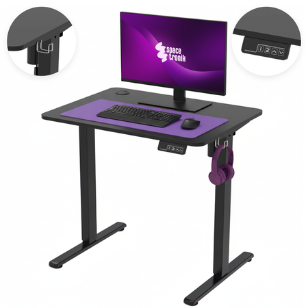 Biurko elektryczne Spacetronik SPEO111BB Moris 80×60 cm czarne