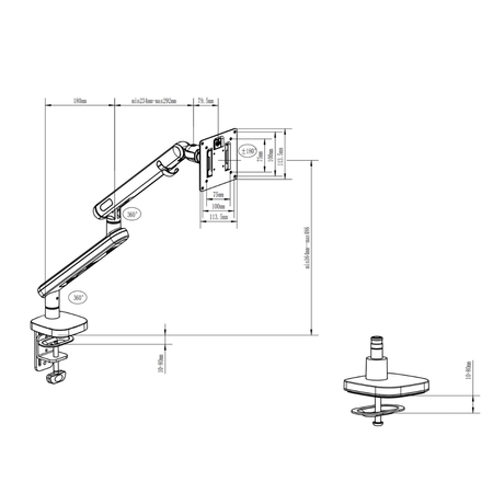 Ergonomiczny Uchwyt na Monitor SPAF110B Aluminium VESA 75/100