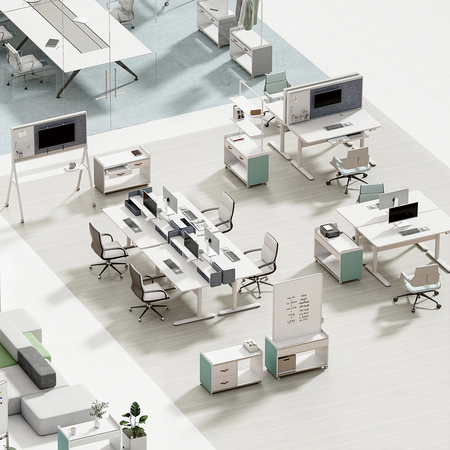 Mobile Dual-Motor Sit-Stand Desk Shelf Drawers