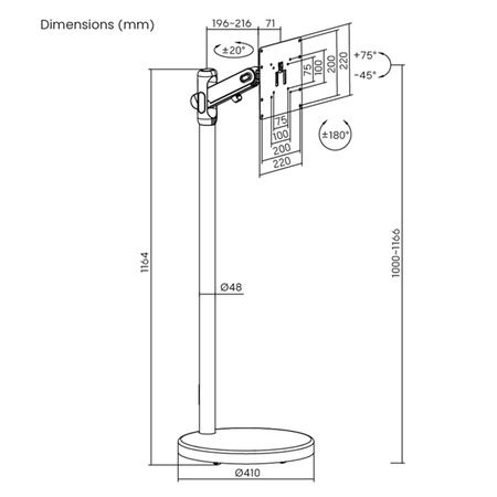 Mobilny stojak na monitor TV SPE-T02B czarny