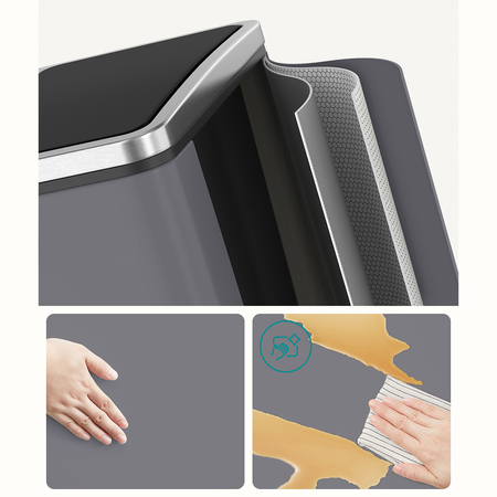 Kosz na śmieci metalowy 3x18L szary 54L