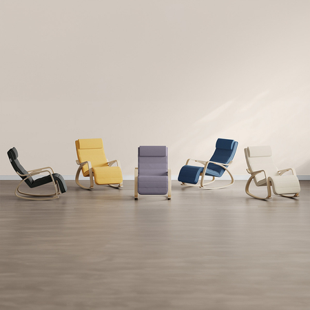 Krzesło bujane z podnóżkiem SPC-RIVA-01 Szare