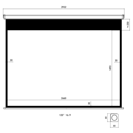 Elektryczny Ekran Projekcyjny PEV Ścienny 120"