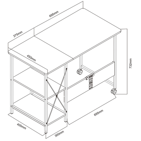 Biurko składane z szafką 73 cm Spacetronik FUNKY