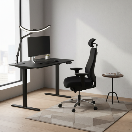 Spacetronik Moris elektrischer Schreibtisch SPE-O121 120x60, Gestell schwarz, Platte helles Holz