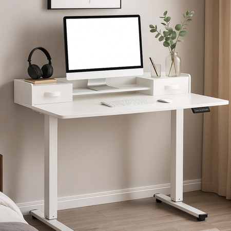 Biurko Elektrycznie Regulowane 120x60 z półkami z pamięcią białe