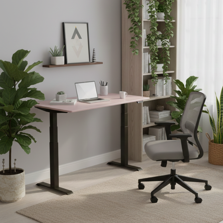 Biurko regulowane Vegard elektryczne dwusilnikowe MDF czarno-różowe