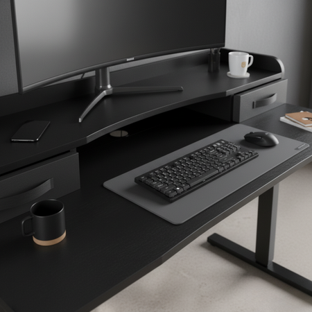 Kompaktowe Biurko Elektryczne z Szufladą i USB Spacetronik SPEF134BB z pamięcią czarne