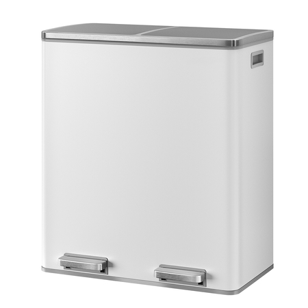 Kosz na śmieci metalowy podwójna komora biały