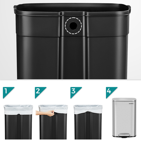 Kosz na śmieci metalowy pojedyncza komora srebrny