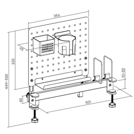 Zestaw Spacetronik: biurko regulowane 100×60  + krzesło dziecięce z podnóżkiem + nadstawka z pegboardem