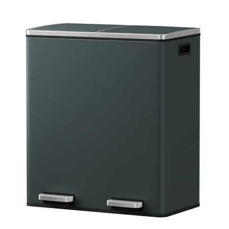 Kosz na śmieci metalowy podwójna komora szary