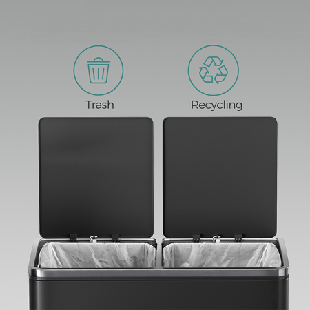 Kosz na śmieci metalowy podwójna komora czarny