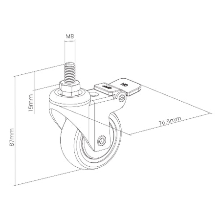 Kółka do biurek z hamulcem Spacetronik SPE-A02 M8
