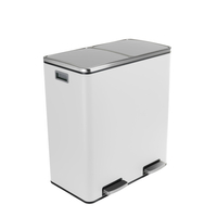 Kosz na śmieci metalowy podwójna komora biały