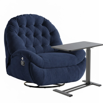 Zestaw wypoczynkowy fotel Spacetronik Flax 04M niebieski + stolik regulowany BUDDY