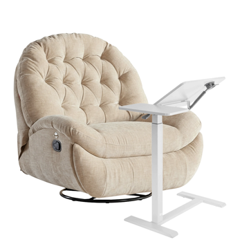 Zestaw wypoczynkowy fotel Spacetronik Flax 04M beżowy + stolik regulowany BUDDY