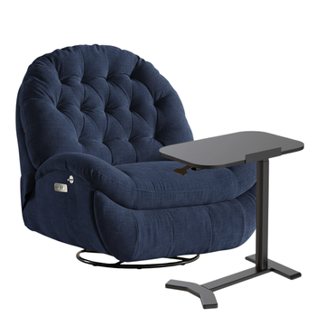 Zestaw wypoczynkowy fotel elektryczny Spacetronik Flax 04M niebieski + stolik regulowany