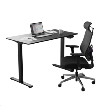 Zestaw ergonomiczny do biura krzesło LUMBO 22 + biurko manualne SPE-O113 100×60 czarne