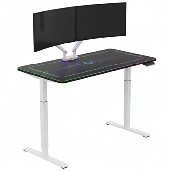 Gamingowe stanowisko Spacetronik RGB z elektryczną regulacją wysokości 120x60
