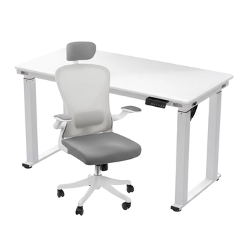 Zestaw do nowoczesnego biura: biurko elektryczne + fotel + szafka