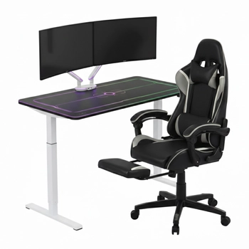 Zestaw gamingowy Spacetronik biurko elektryczne RGB uchwyt fotel 136x66