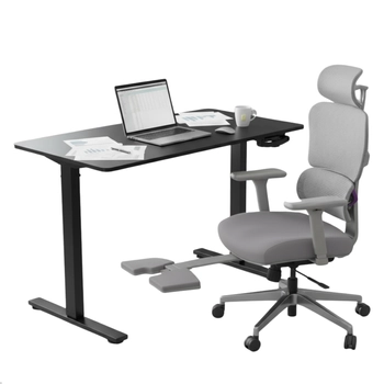 Zestaw ergonomiczny LUMBO 44 + biurko manualne SPE-O113 Moris 120×60 czarne