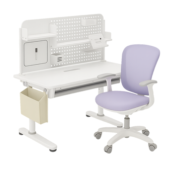 Zestaw Spacetronik: biurko regulowane 100×60 + krzesło dziecięce z podnóżkiem + nadstawka z pegboardem