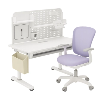 Zestaw Spacetronik: biurko regulowane 100×60  + krzesło dziecięce z podnóżkiem + nadstawka z pegboardem